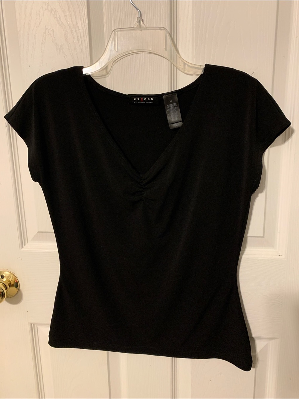 Axcess Black V-Neck Cap Sleeve Top